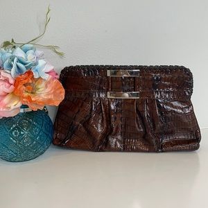 Carla Mancini Brown Croc Embossed Clutch